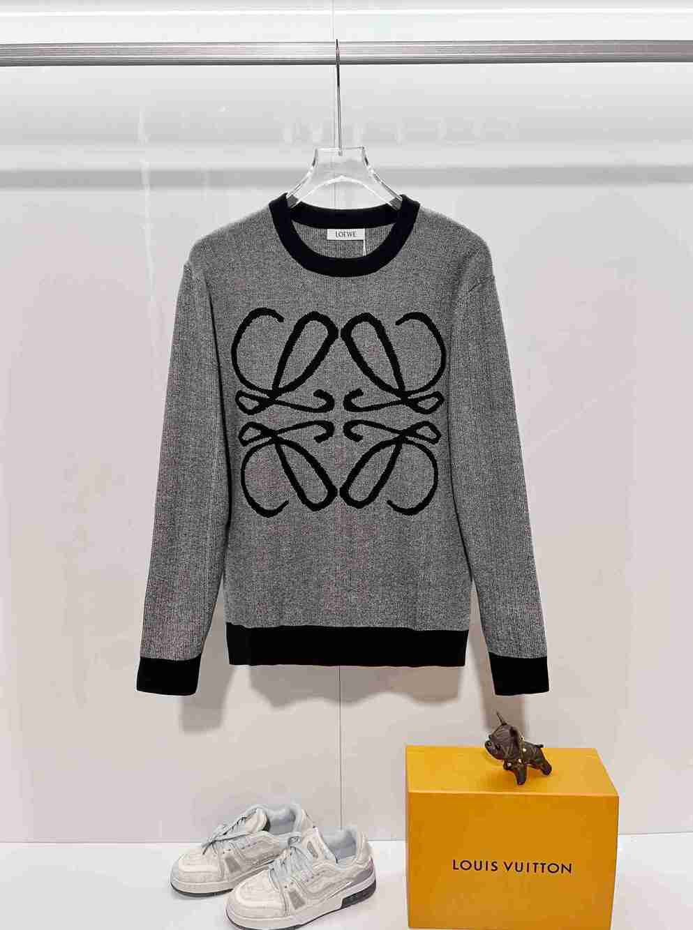 Loewe Men's Grey Blend Knit Sweater